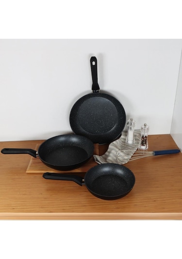 Serenk Excellence 3 Adet Granit İndüksiyon Tabanlı Tava Seti, 20-24-28 cm