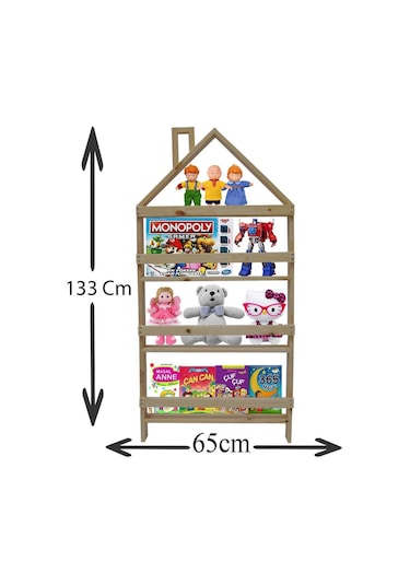 Çocuk Odası Eğitici Montessori Kitaplık Mobilya 4lü Raf Duvar Raf
