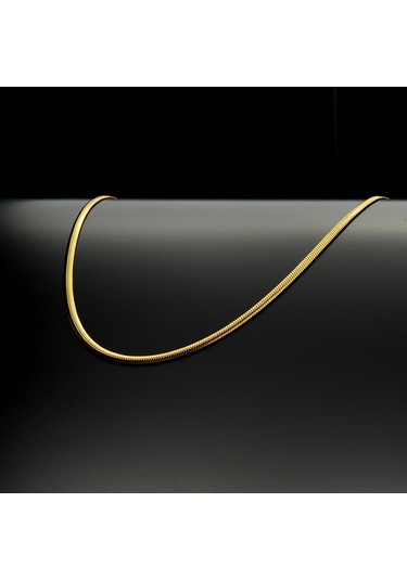 Sarı Yılan Desenli Çelik Zincir Kolye Takı Aksesuar K24 T5 Çelik