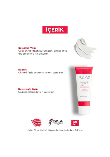 Sinoz Akne ve Siyah Nokta Karşıtı Arındırıcı Kil Maskesi 50 ML