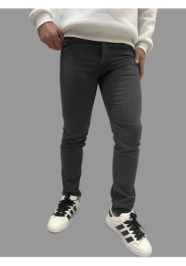 Erkek Dar Paça Düz Newone Füme Kot Pantolon Füme