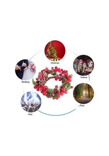 Geeksen Ip44 Su Geçirmez Kıvrılabilir Bakır Tel Noel Gül Ahşap Meşe Led Işık Zinciri Pil Dahil Değil Kırmızı