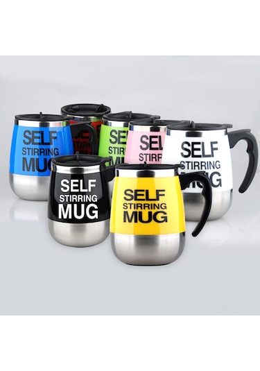 Xindoker Otomatik Karıştırıcı 400ml Çelik Kupa, Kahve/süt/su İçin, Logo Baskılı, Pembe, Spoonsuz, Kol Butonu İle Kontrol Diğer