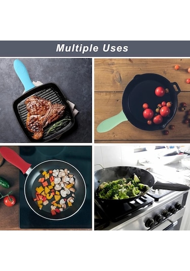 Sunshine011 Döküm Tava Ve Metal Tencere Kırmızı Isıya Dayanıklı Silikon Tutacak Kırmızı