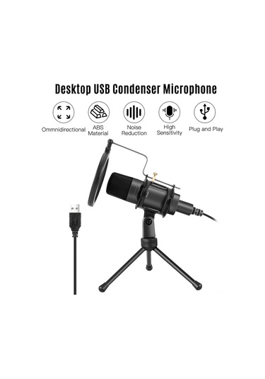 Springsun "profesyonel Usb Mikrofon: Pc/video Konferans/kayıt İçin Tripod Ve Pop Filtreli"