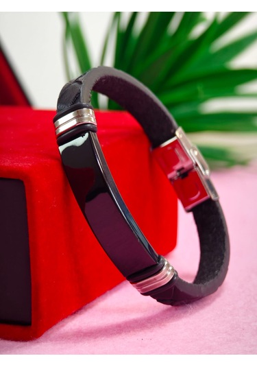 Çelik Derili Bileklik Kişiye Özel İsimli Paslanmaz Derili Çelik İsimli Bileklik 316 L Çelik Altın - Gold