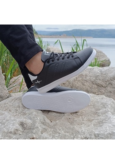 Bestof 041 Siyah-beyaz Sneaker Düz Taban Spor Ayakkabı 001