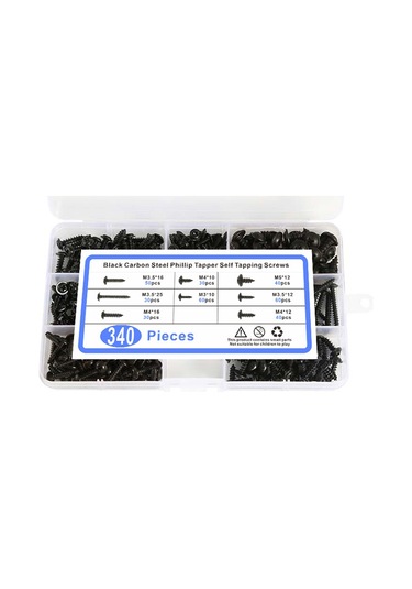 Nayomiglow Siyah Karbon Çelik Kılavuz Vidalar Rondelalı Yuvarlak Vidalar 17x10x3cm