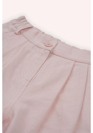 Panço Kız Çocuk Beli Lastikli Şort Pembe