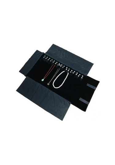 Springsun Yolculuk İçin Kadife Kuyumluk Saklama Çantası - 16 Tane Kolye/bilezik Bölmesi İle Dolaşım Kolaylığı Ve Korumalı Tasarım Siyah Berdo