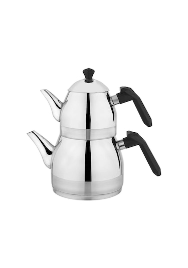 Schafer Çelik Çaydanlık Takımı Ortaboy Siyah Renk Siyah