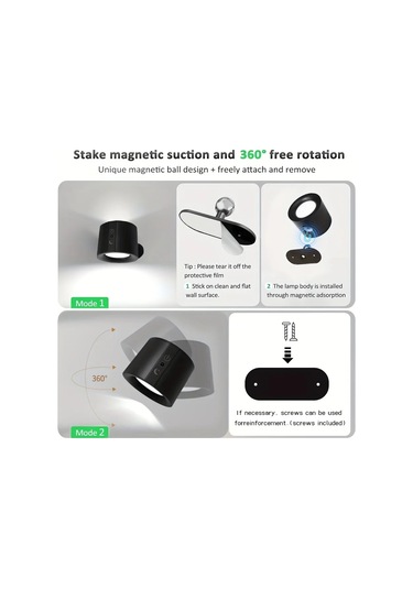 Liangmei Modern Manyetik Dokunmatik Led Duvar Lambası Şarj Ahşap