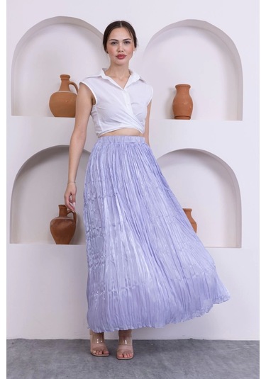 Kırışık Detaylı Etek 6034-lila Lila
