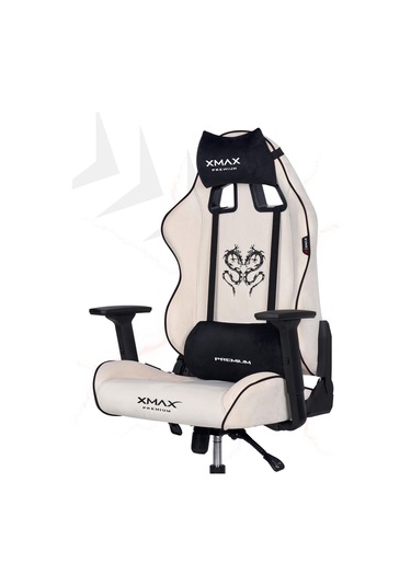 Rio Balerion Terletmez Kadife Kumaş Beyaz Gaming Oyuncu Koltuğu Krem