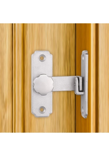 Homyl Sürgülü Ahır Kapı Mandalı Kilidi Sağ Açı Gümüş