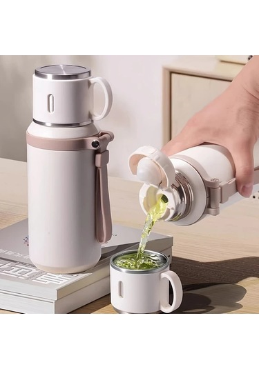 Boatshop1 600ml Paslanmaz Çelik İzole Çay Demleme Şişesi Yeşil Sızdırmaz Bulaşık Makinesi Uygun Outdoor Aktiviteler İçin Kapağı Ve Askı Dahil Yeşil