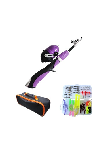 Xindoker Küçük Çocuklar İçin Mor Şişirilebilir Lazer Kamışı Seti - Taşınabilir, Hafif Ve Dayanıklı Olta Takımı Tümünü Dahil Ederek Doğa İle Bağ Kurun