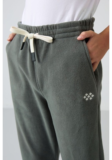 Tommy Life Haki Kalın Yumuşak Dokulu Standart Fit Nakışlı Polar Erkek Çocuk Eşofman Alt - 11220 Haki