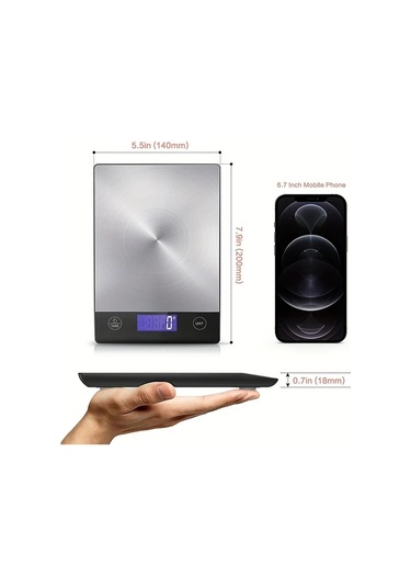 Dashanshop Innosinpo K210h Mutfak Terazisi 304 Paslanmaz Celik Lcd Ekran Tip C Sarjli 14 97 Kg Gram Ve Ons Firin Pisirme İcin -