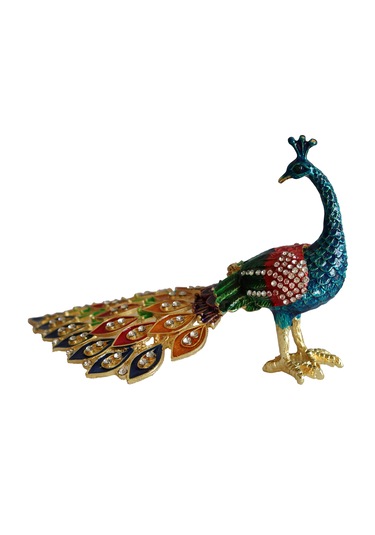 Kristal Taşlı Metal Tavus Kuşu Biblo Dekoratif Ve Şık Aksesuar