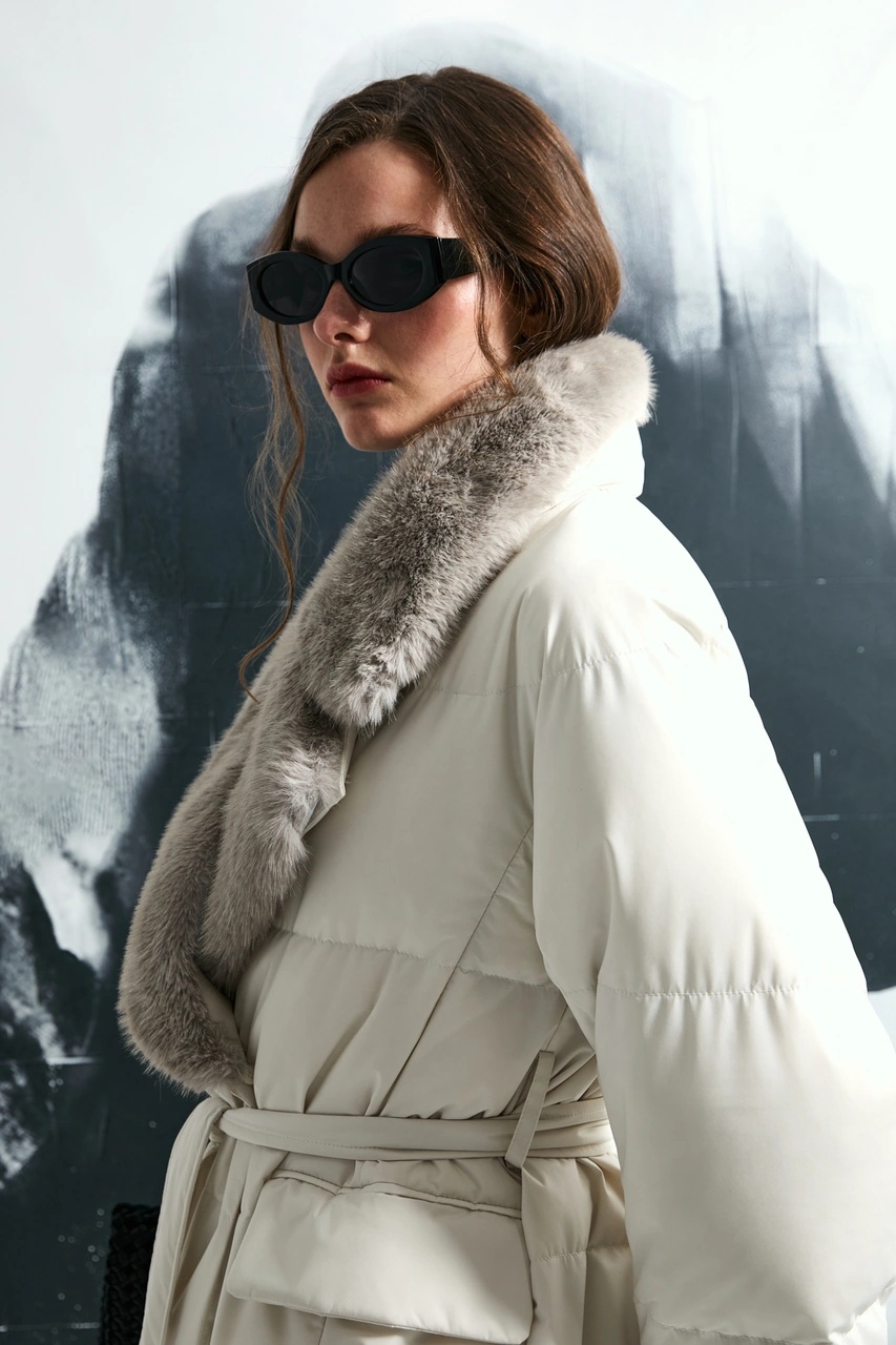 Lufian Hermes Kaz Tüyü Kadın Mont Taş Taş 122120048100190 Taş