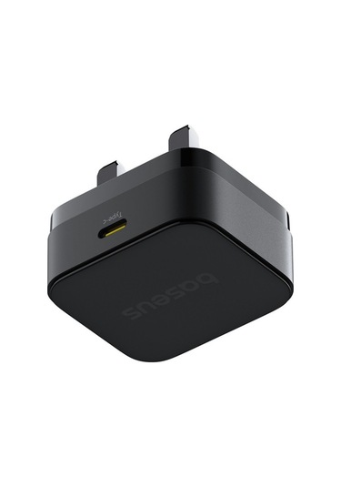 Tongxida Baseus 20w C Tipi Hızlı Şarj Adaptörü, İngiltere Fişi, Siyah Kablo Siyah