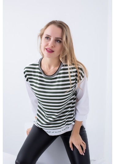 Cliche Kadın, Etek Ucu Ve Arkası Baskılı, Sweatshirt. Çok Renkli