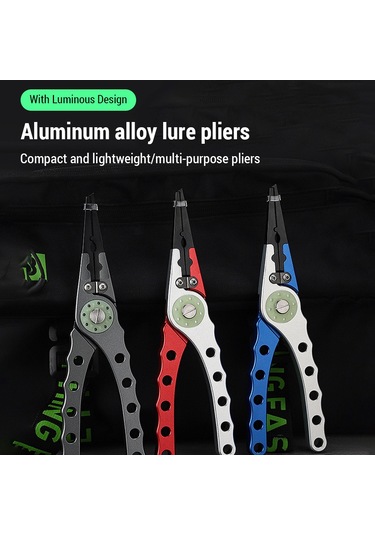 Jeehugo Alüminyum Çelik Işıklandırmalı Balıkçı Pensi - Çizgı Kesme, İğne Çıkarma, Taşınabilir Multifonksiyon Alet Kırmızı/gri/mavi