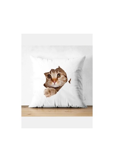 Kedi Model Kırlent Kılıfı - Kedi Yastık Kılıfı Renkli