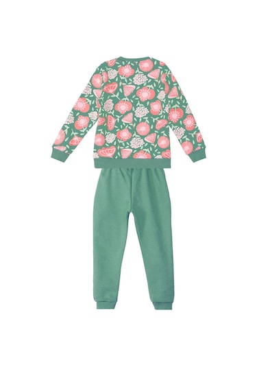 Denokids Pembe Çiçekli Kız Çocuk Yeşil Pembe Eşofman Takım Pembe - Yeşil