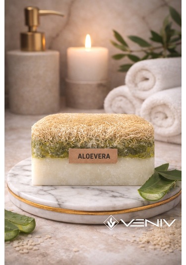 %100 Doğal Kabak Lifli Sabun - Alovera & Keçi Sütü - 100 Gr Diğer