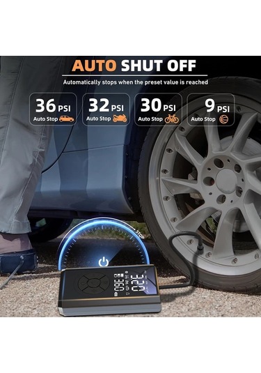 Boatshop1 Jkuoo Akıllı Led Dijital Taşınabilir Lastik Pompası 36v Usb Şarj Bisiklet Motosiklet Araba