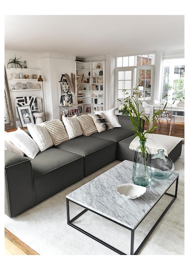 Mode Soft Köşe Koltuk Takımı 4 Modül 27 Koyu Antrasit Keten Kumaş