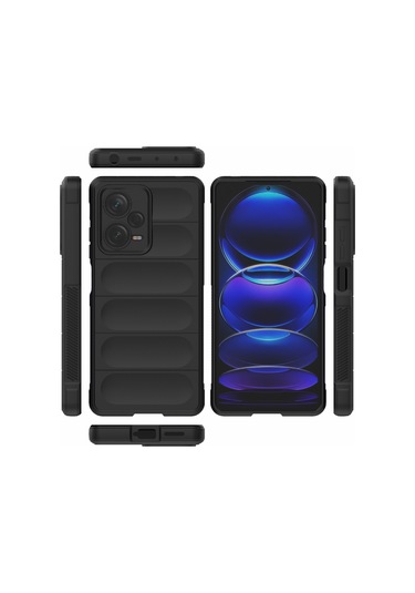 Xiaomi Redmi Note 12 Pro Çin / Global Magic Shield Tpu Flanel Telefon Kılıfı İçin Siyah