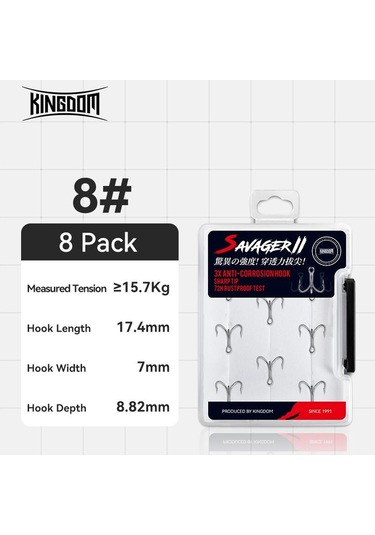 Krallık 3x Karbon Çelik Güçlü Tiz Kanca Olta Takımı Kanca Yüksek Mukavemetli Tuzlu Su Korozyon Önleyici Balıkçılık Kanca 8