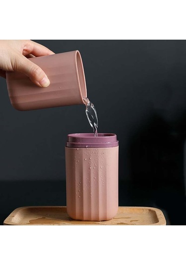 Sones Simple Home Seyahat Ağız Gargarası Bardak Diş Macunu Saklama Kutusu Diş Seti Koyu Mavi