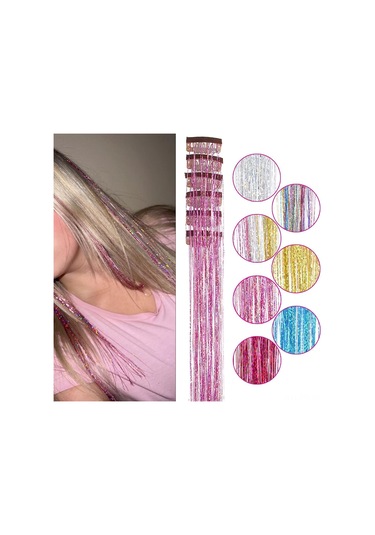 Dofolink 6 Adet Poliester Fiber Saç Ekleri - 50cm Uzunlukta, Isıya Dayanıklı 160 C , Kesilebilir/yıkanabilir/ütülebilir - Metal Klipsli Parlak Saç Aksesuarı Pembe