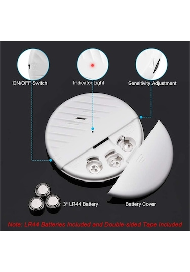 Pazly Titreşim Sensörlü Kapı Alarmı, 125 Db Uyarı, Ultra İnce Siyah Ev Otel Giriş Koruması