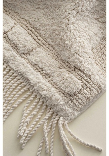 Ecocotton Luna Krem 2'li %100 Karde Pamuk Banyo Paspas Seti Krem