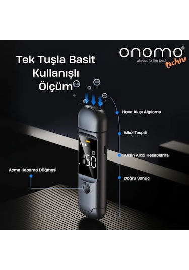 Onomo Techno Profesyonel Alkolmetre Lacivert Alkol Ölçüm Cihazı
