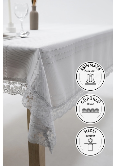 Defne Leke Tutmaz Masa Örtüsü 160x220 - Gri Gri
