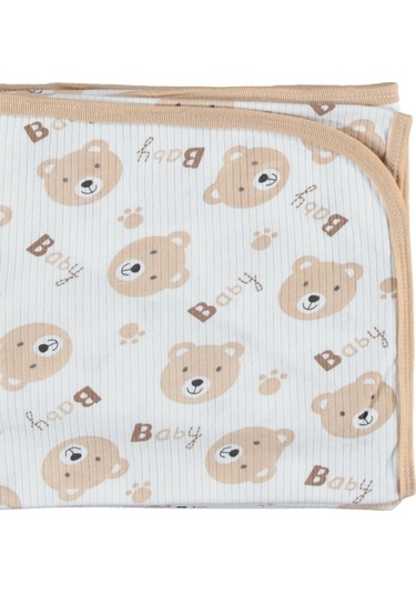 Penye Bebek Battaniye Kaliteli Kumaş Pamuklu Ayıcıklı Bebek Batta Kahverengi
