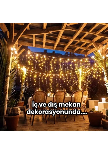 Upway 8 Modlu Saçaklı 96 Led - Ev Balkon Bahçe Parti Sınıf Dekoratif Aydınlatma Sarı