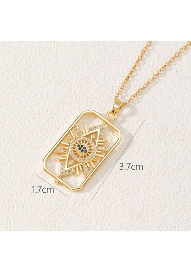 Takı: Titanyum Çelik Köprücük Kimi Zinciri, Renkli Zirkon Taşlı Göz Pandantif, Şeytan Gözü Kolye Beyaz - Gri