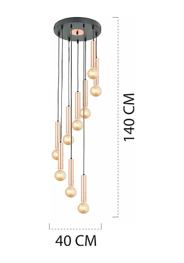 Elisa 9Lu Sarkıt Bakır Sarkıt Modern Genç Odası Mutfak Salon Sarkıt Avize