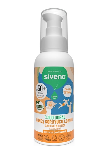 Siveno Doğal 100 ml 50 Faktör Çocuk Güneş Losyonu