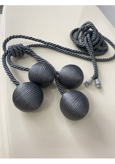 Modern Sarım 4 Toplu Braçol Kornişe Takmatik Ipli Tavan Perde Aksesuarı Antrasit