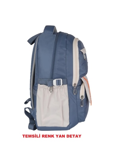 Relaxion Su Geçirmez Astarlı Kumaş Okul Seyahat Sırt Çantası 2059 Gri