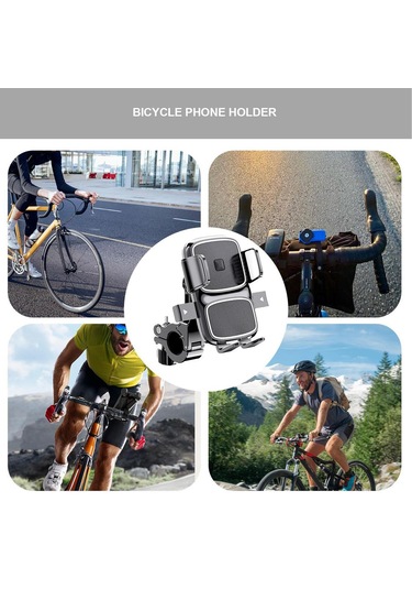 Mt63 Motosiklet Bisiklet Telefon Tutucu Gidon Uyumlu Otomatik Kilitli Siyah