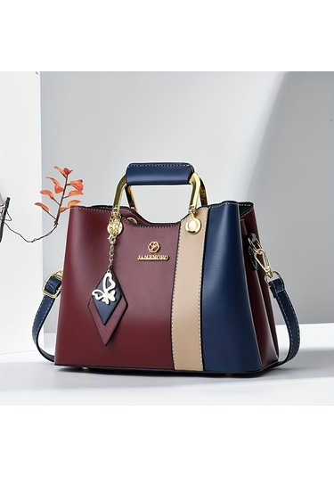 Kadınlar İçin Trendy Kontrast Renkli Tote Çanta